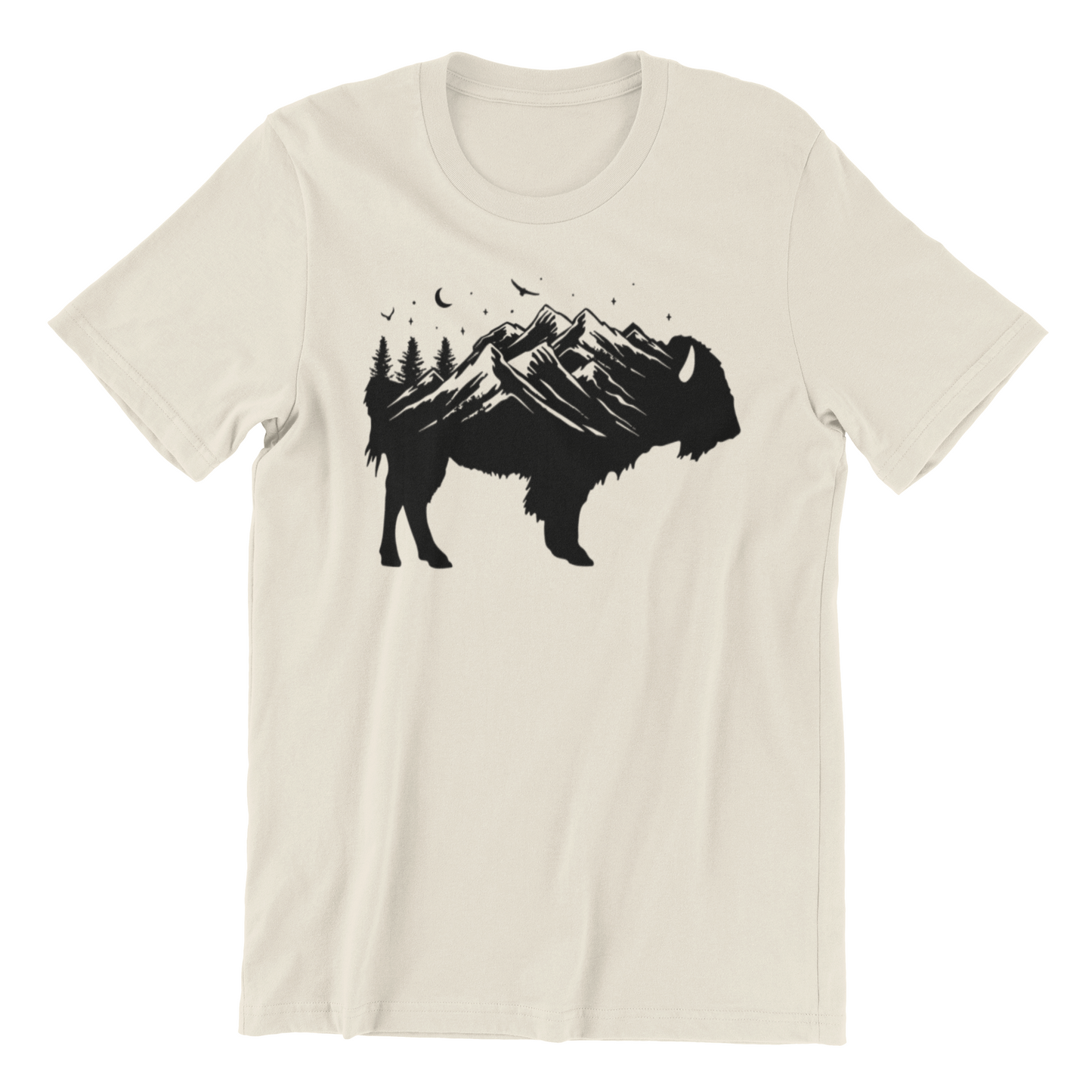 Buffalo Silhouette - Retro Bison Mountain - Buffalo Lover Shirt