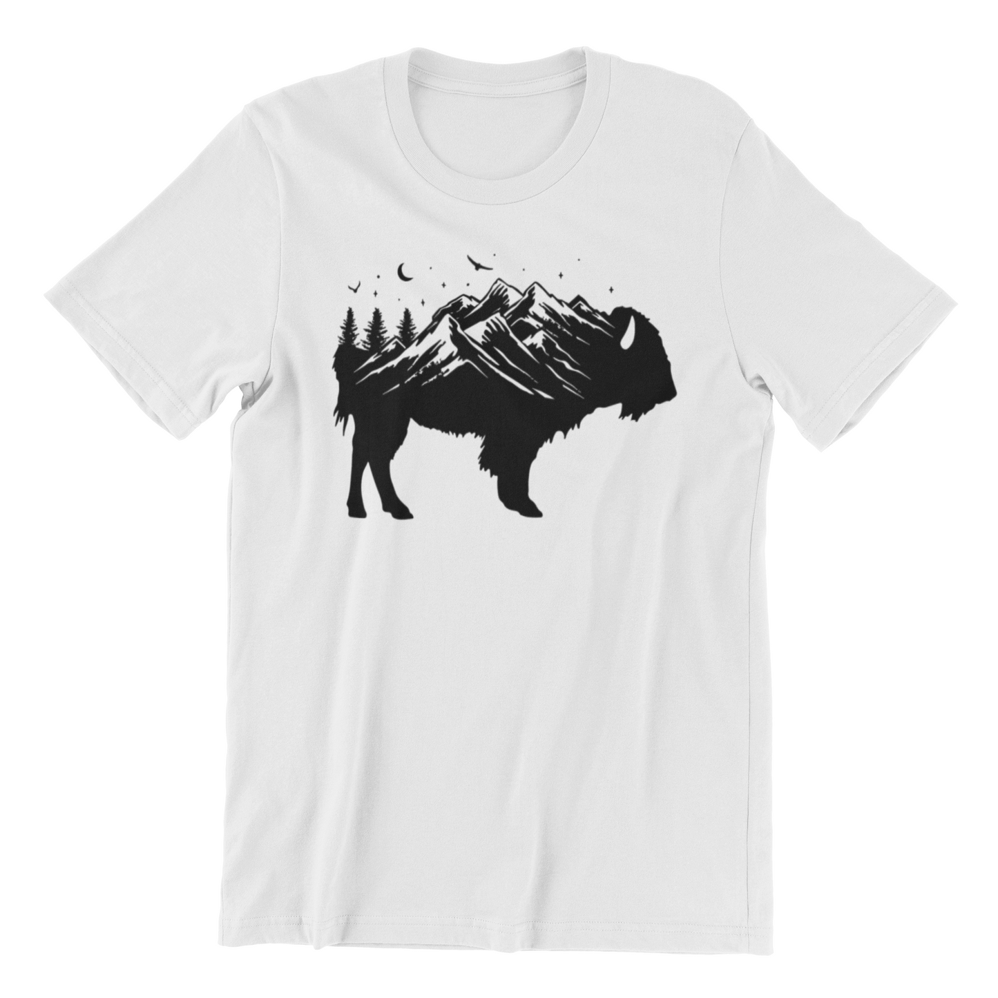 Buffalo Silhouette - Retro Bison Mountain - Buffalo Lover Shirt