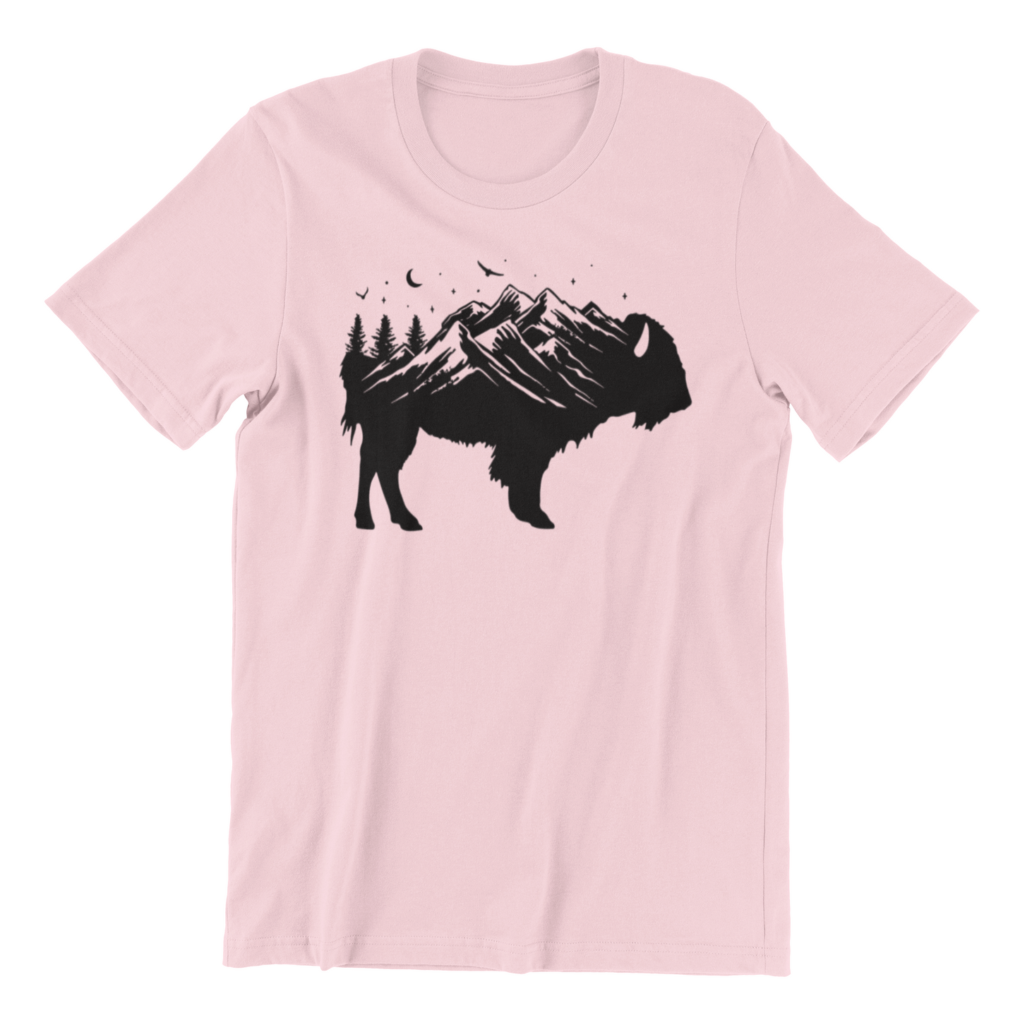 Buffalo Silhouette - Retro Bison Mountain - Buffalo Lover Shirt