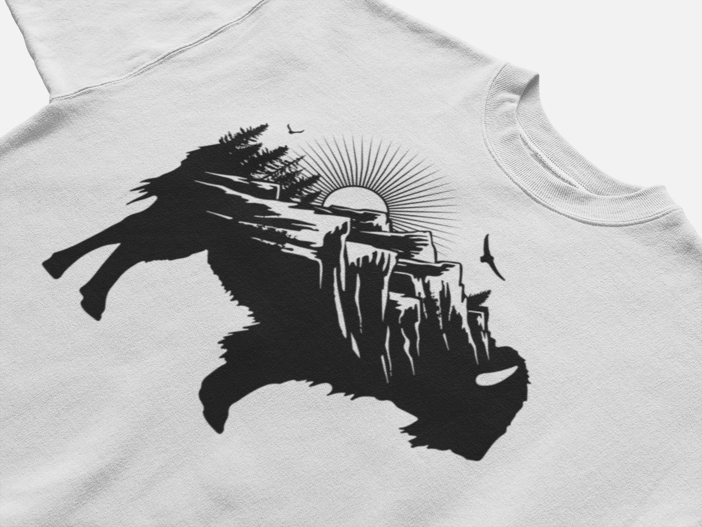 Buffalo Silhouette - Retro Sunrise Bison Mountain - Buffalo Lover Shirt