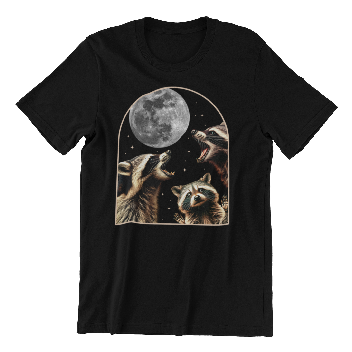 Three Raccoons Howling at the Moon T-Shirt