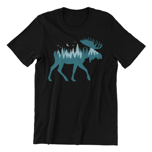 Moose Silhouette - Moose Wildlife Forest - Retro Moose Lover Shirt