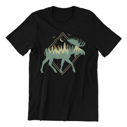 Moose Silhouette - Moose Wildlife Forest - Retro Moose Lover Shirt