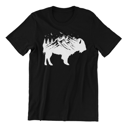 Buffalo Silhouette - Retro Bison Mountain - Buffalo Lover Shirt