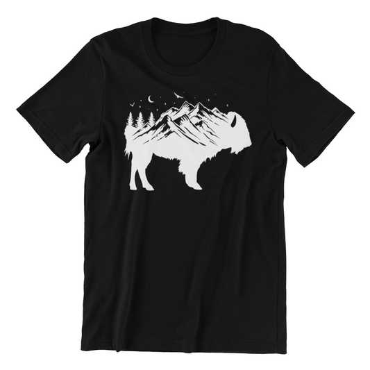 Buffalo Silhouette - Retro Bison Mountain - Buffalo Lover Shirt