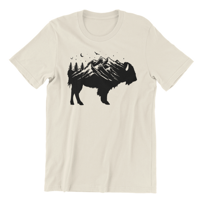 Buffalo Silhouette - Retro Bison Mountain - Buffalo Lover Shirt