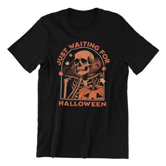 Just Waiting for Halloween Skeleton T-Shirt