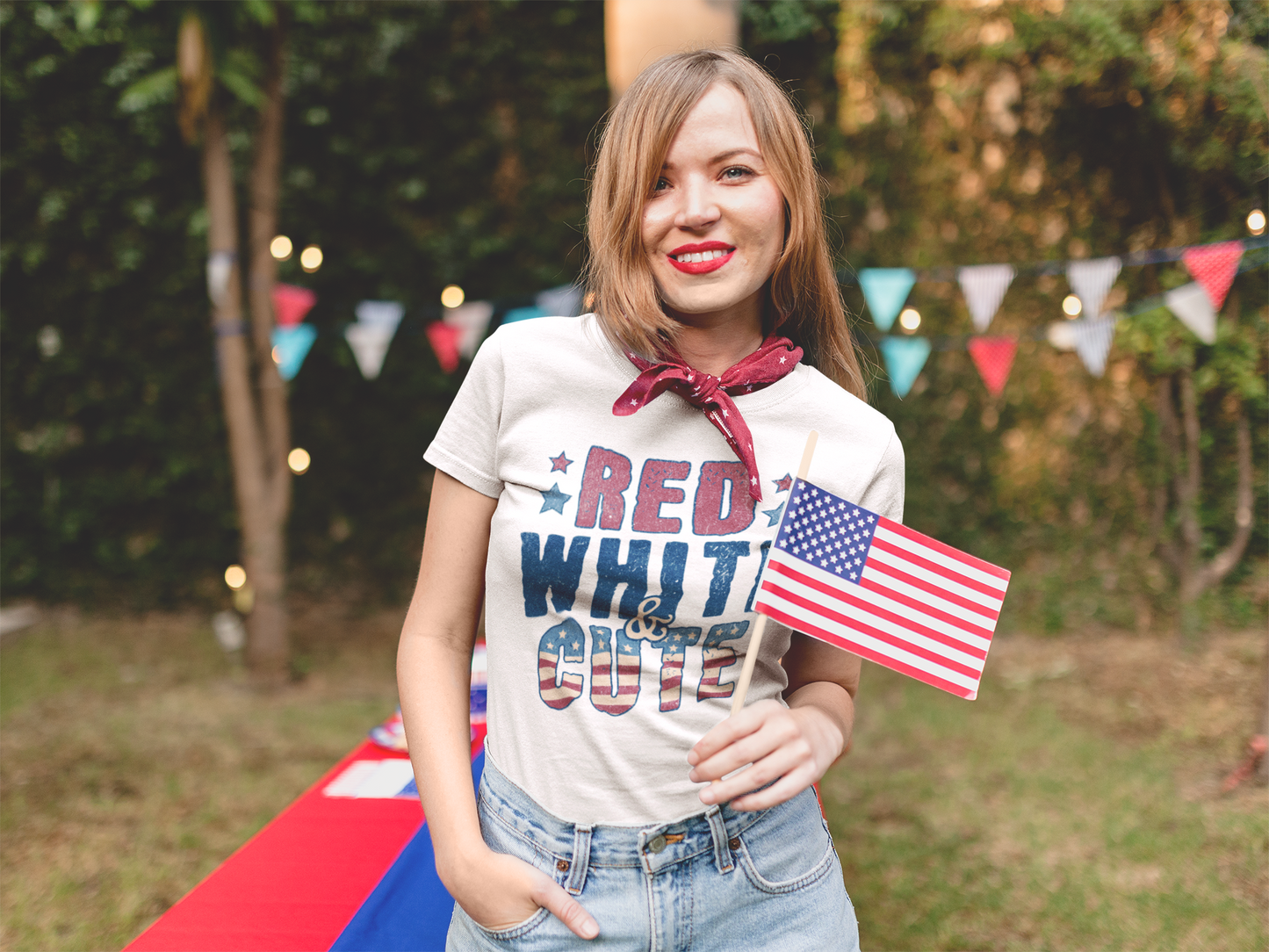 Red White and Cute - Funny USA 4th of July Retro Vintage