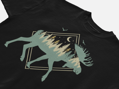 Moose Silhouette - Moose Wildlife Forest - Retro Moose Lover Shirt