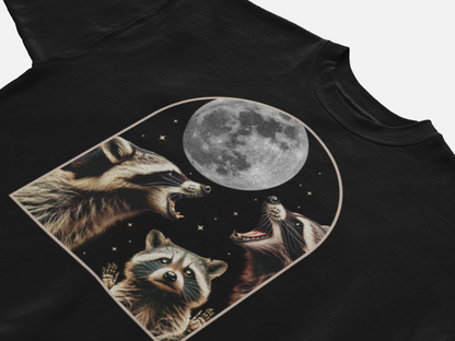 Three Raccoons Howling at the Moon T-Shirt