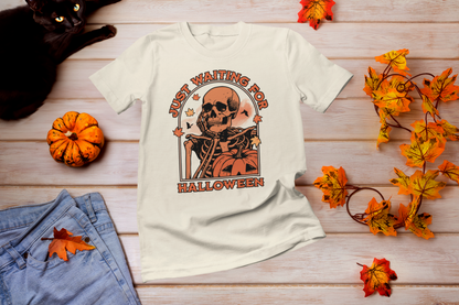 Just Waiting for Halloween Skeleton T-Shirt