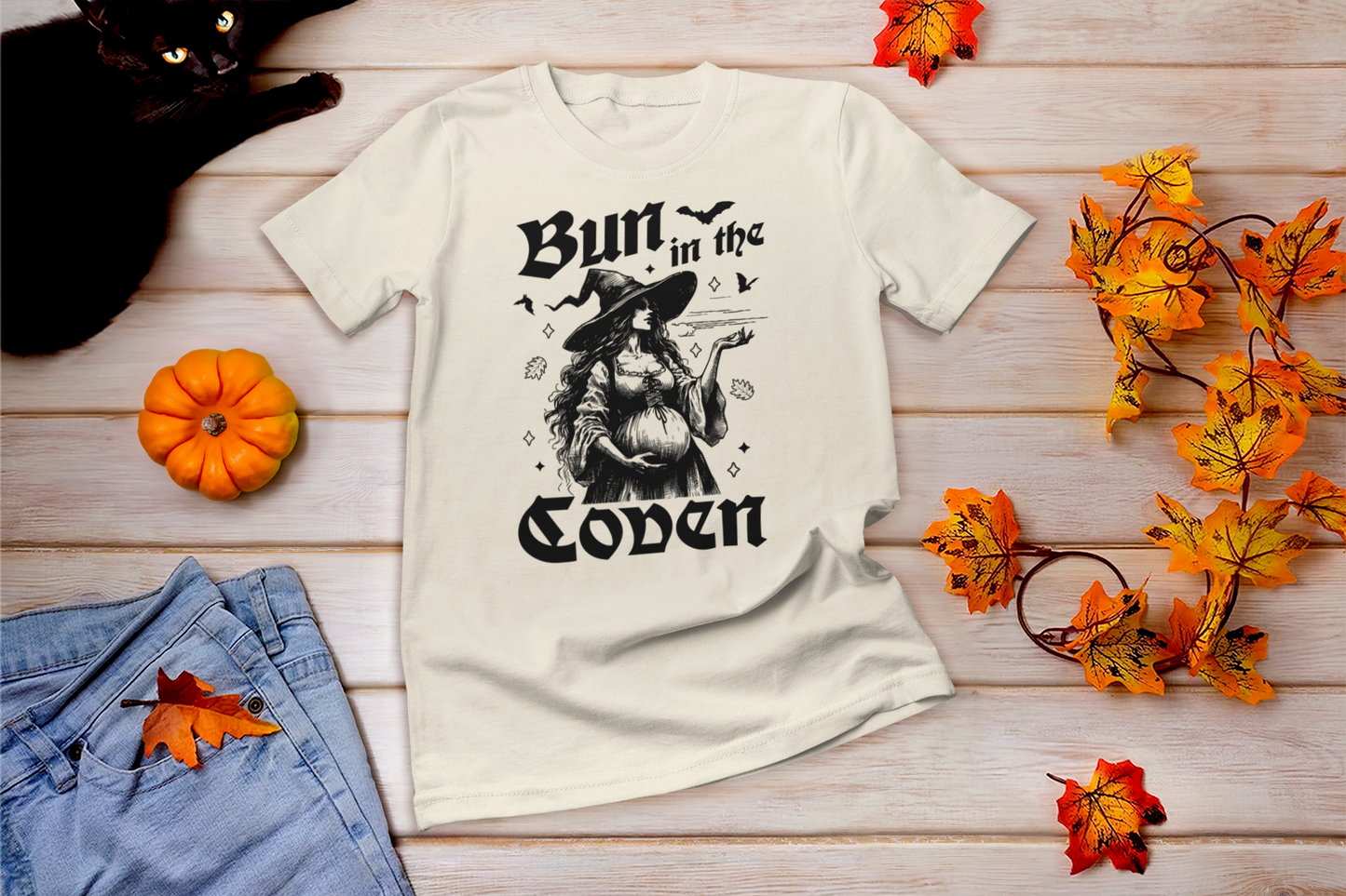 Bun in the Coven Halloween Pregnant Announcement Shirt